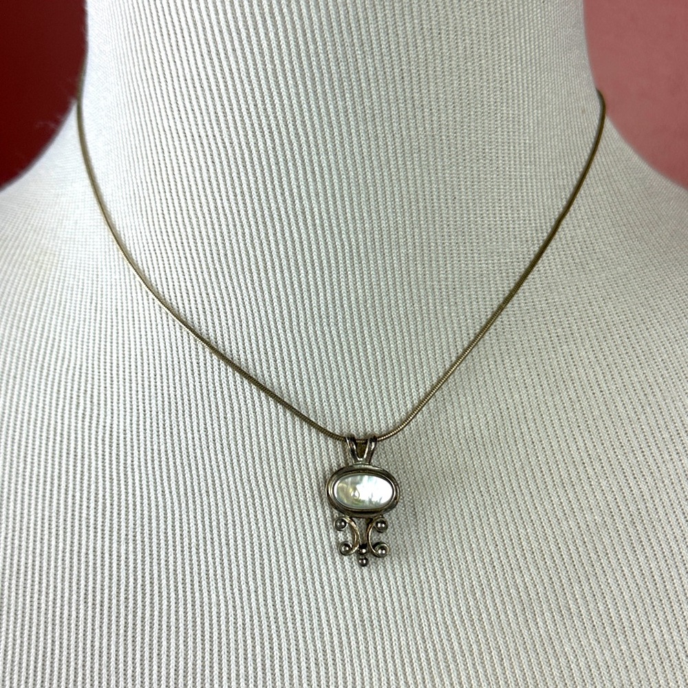 Jayne Cairns Designs mother of pearl and .925 sterling silver pendant on chain